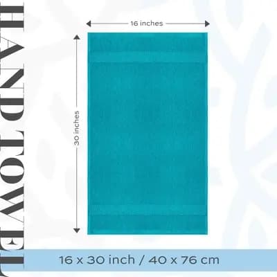 White Classic Luxury 100% Cotton Hand Towels Set of 6 - 16x30" Aqua [100% Cotton, Heavyweight (550-800 GSM), Quick Dry]