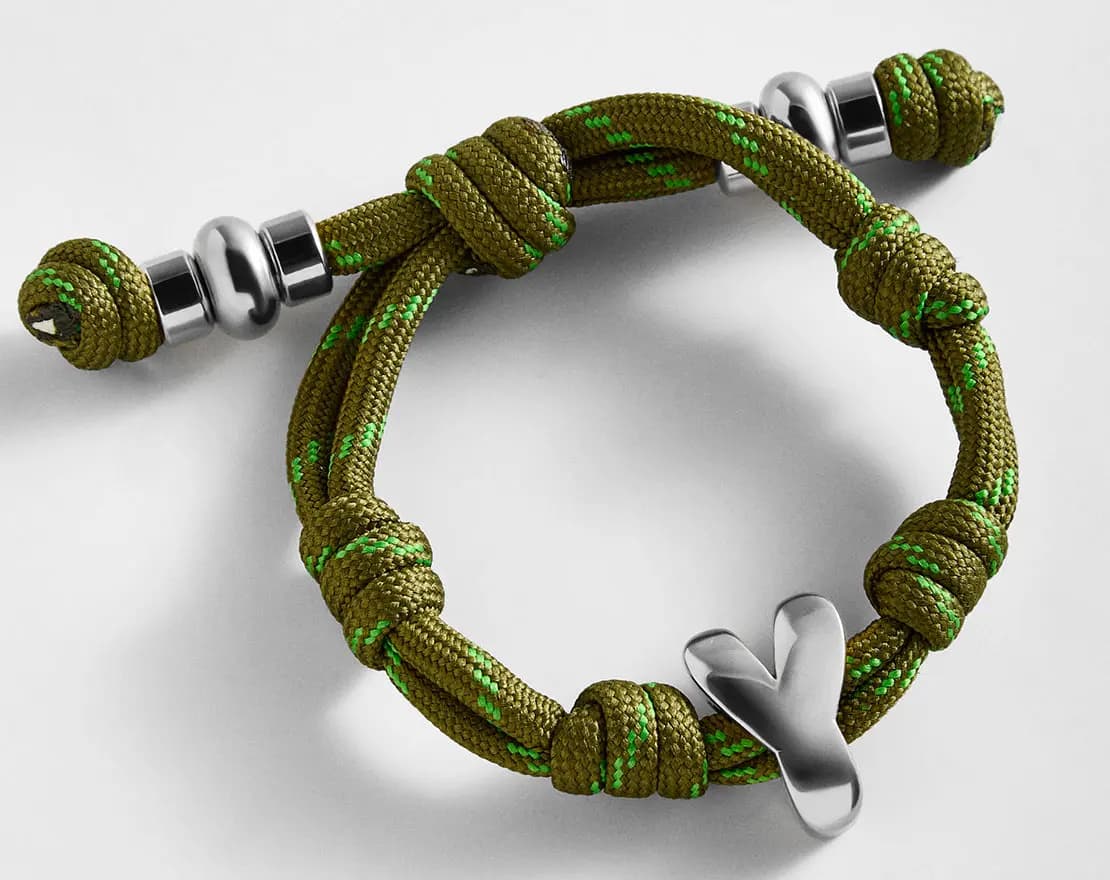 BaubleBar Knotty Initial Custom Bracelet - Olive Green Single Letter Gold [Adjustable pull-tie so you can get a perfect fit, Personalized with the capital letter of yo, Choose from