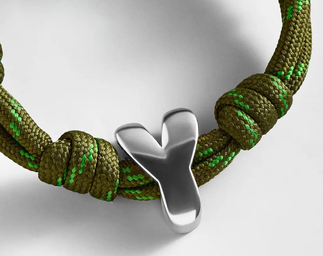 BaubleBar Knotty Initial Custom Bracelet - Olive Green Single Letter Gold [Adjustable pull-tie so you can get a perfect fit, Personalized with the capital letter of yo, Choose from