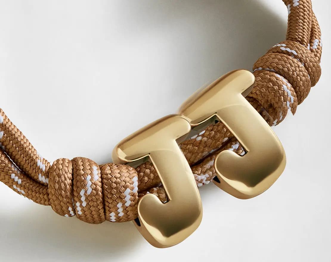 BaubleBar Knotty Initial Custom Bracelet - Light Brown Double Letters Gold [Adjustable pull-tie so you can get a perfect fit, Personalized with the capital letter of yo, Choose fro