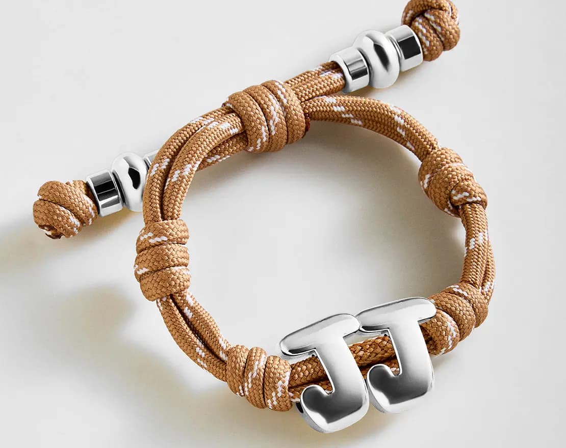 BaubleBar Knotty Initial Custom Bracelet - Light Brown Double Letters Gold [Adjustable pull-tie so you can get a perfect fit, Personalized with the capital letter of yo, Choose fro