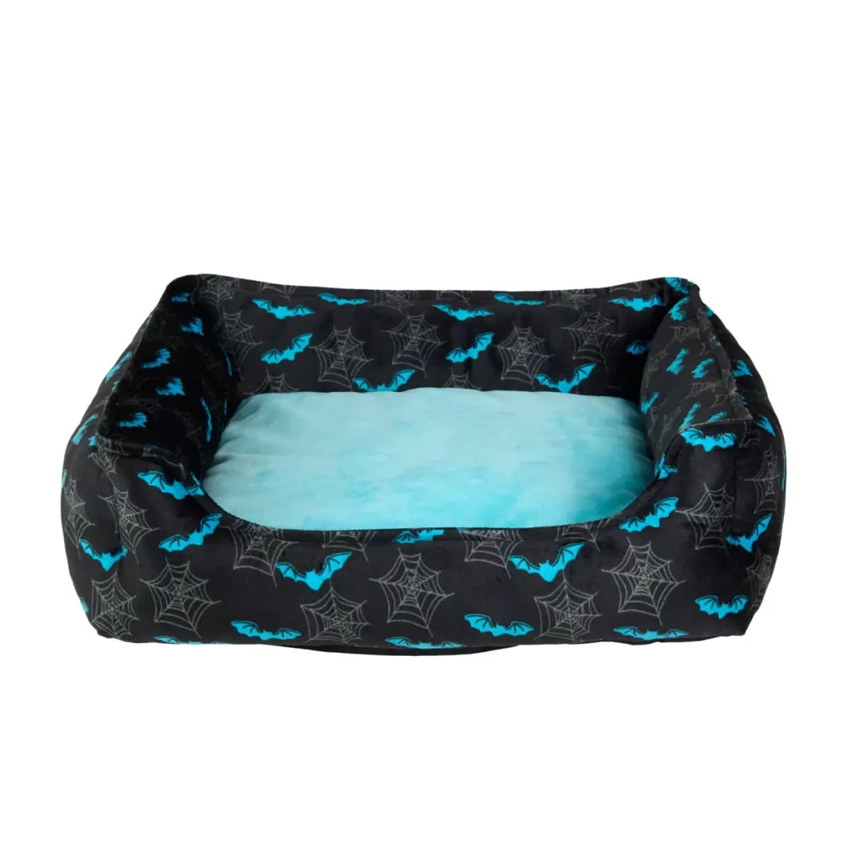 Thrills & Chills® Halloween Bats Cuddler Dog Bed, ONESIZE 18 IN L X 20 IN W [Brand Thrills & Chills®, Includes 1 Bed, Color Black, Blue & Grey, Dimensions 18 IN L X 20 IN W X 6.5 I