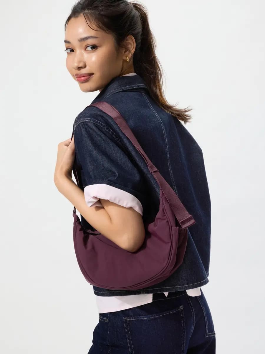 Uniqlo Round Mini Shoulder Bag Purple [Imported, Do not wash, Do not dry clean, PURPLE]