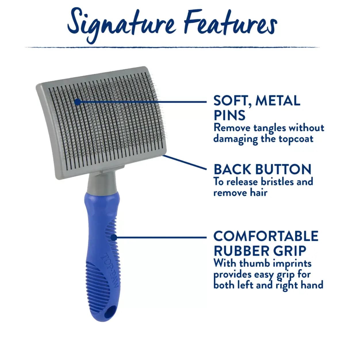 Top Paw® Self-Cleaning Metal Bristle Slicker Grooming Pet Brush [Brand Top Paw, Includes 1 Brush, Intended Pet(s) Dogs, Color Blue, Grey]