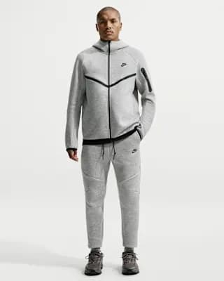 Nike Tech Men's Fleece Joggers Dark Grey Heather/Black [Body: 53% cotton/47% polyester. Pocket Bag: 100% cotton., Machine wash, XS-4XL]