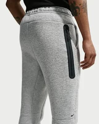 Nike Tech Men's Fleece Joggers Dark Grey Heather/Black [Body: 53% cotton/47% polyester. Pocket Bag: 100% cotton., Machine wash, XS-4XL]