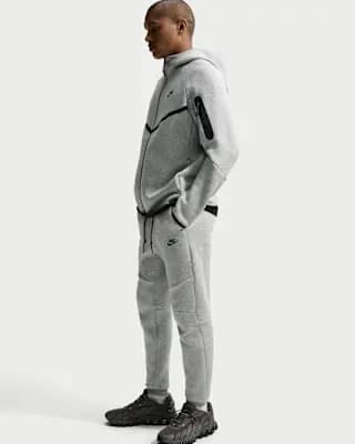 Nike Tech Men's Fleece Joggers Dark Grey Heather/Black [Body: 53% cotton/47% polyester. Pocket Bag: 100% cotton., Machine wash, XS-4XL]