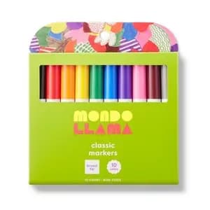 10ct Markers Broad Tip Classic Colors - Mondo Llama™: School Supplies, Thick Permanent, 2mm, Multicolored, Ages 3+ [Overall Length 5.4 Inches, Suggested Age 3 Years and Up, Ink Col