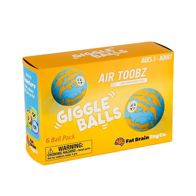 Fat Brain Toys Air Toobz Giggle Balls Noise-Maker Balls for the Air Toobz Play System, Ages 3 and Up [Set of 6 foam Air Toobz balls with horns built into the middle, Encourages cre