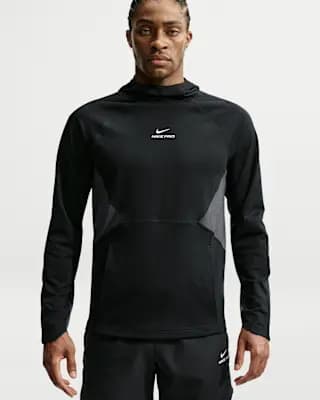 Nike Pro Men's Dri-FIT Mid-Layer Training Top Black/White [Black/White, Midweight knit material is soft and stretchy., Mesh panels provide extra breathability.]
