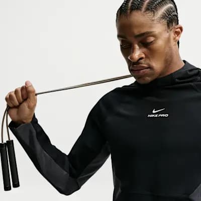 Nike Pro Men's Dri-FIT Mid-Layer Training Top Black/White [Black/White, Midweight knit material is soft and stretchy., Mesh panels provide extra breathability.]