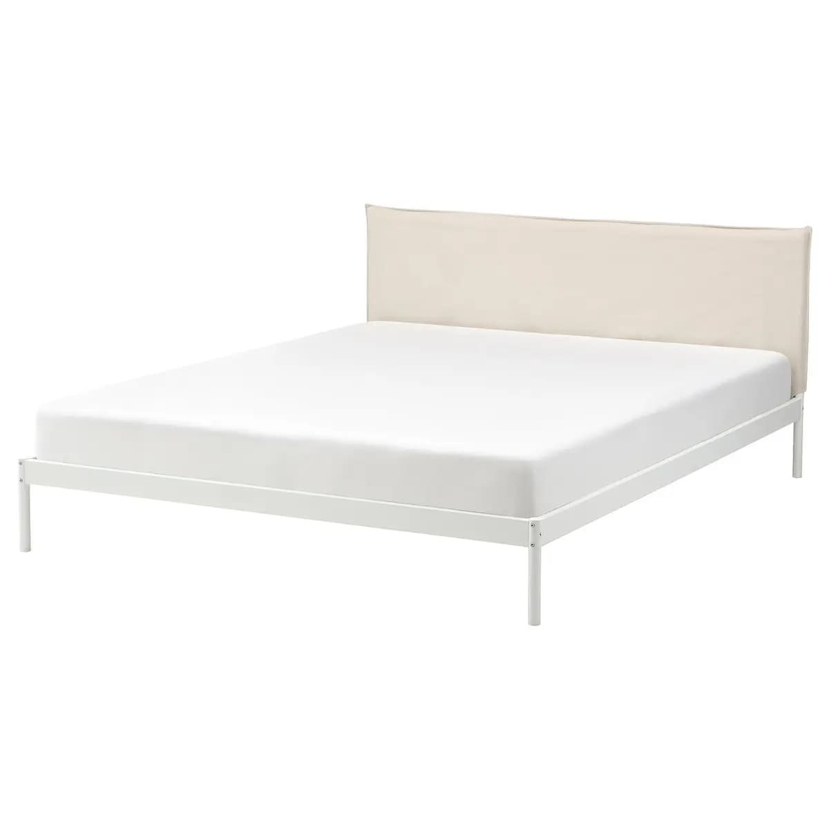 IKEA KLEPPSTAD Bed frame, white/Vissle beige [Width 62 1/4 ", Height 33 7/8 ", Length 81 7/8 "]
