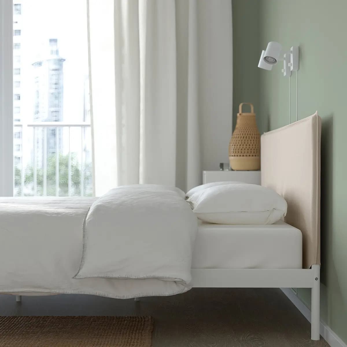 IKEA KLEPPSTAD Bed frame, white/Vissle beige [Width 62 1/4 ", Height 33 7/8 ", Length 81 7/8 "]