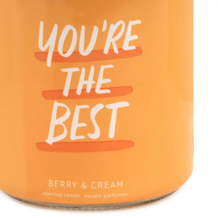 You're the Best Berry and Cream Scented Jar Candle, 7 oz. [On front: You're the Best; On back:, 7 oz.; 2.62'' W x 3.62'' H x 2.62'', 1, Candle]