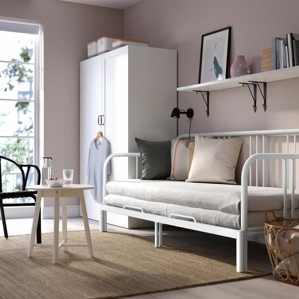 IKEA FYRESDAL Daybed frame, white [Width 41 3/8 ", Height 37 ", Length 77 1/2 "]