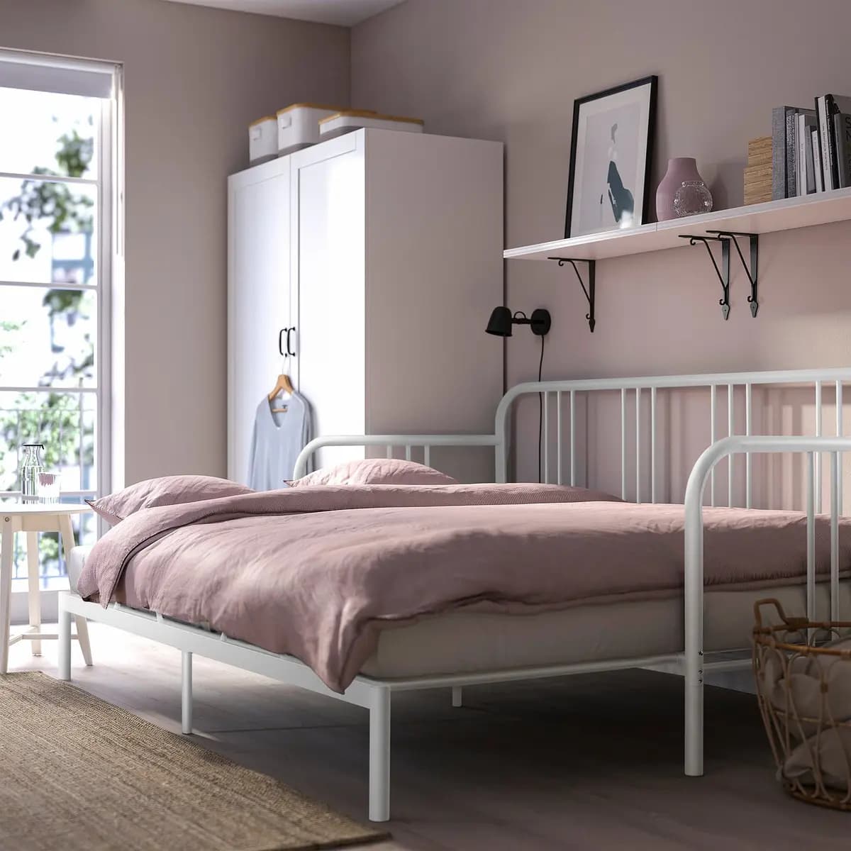 IKEA FYRESDAL Daybed frame, white [Width 41 3/8 ", Height 37 ", Length 77 1/2 "]