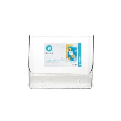 iDESIGN XL Linus Stacking Organizer Bins Clear: Plastic Kitchen Cabinet Storage, 9x9x7, Spot Clean [Plastic, 1.25 Pounds, 7 Inches (H) x 9 Inches (W) x 9 Inches (D)]