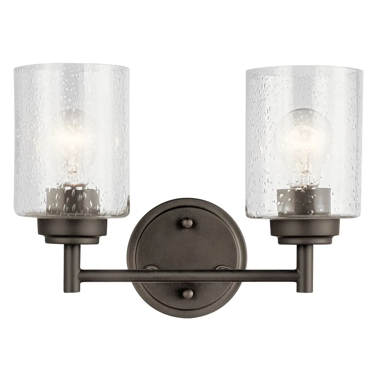 Kichler Winslow Vanity Light Black (45885BK) [Attribute 2-Light, Attribute Clear Seeded Glass, Depth 6.5]