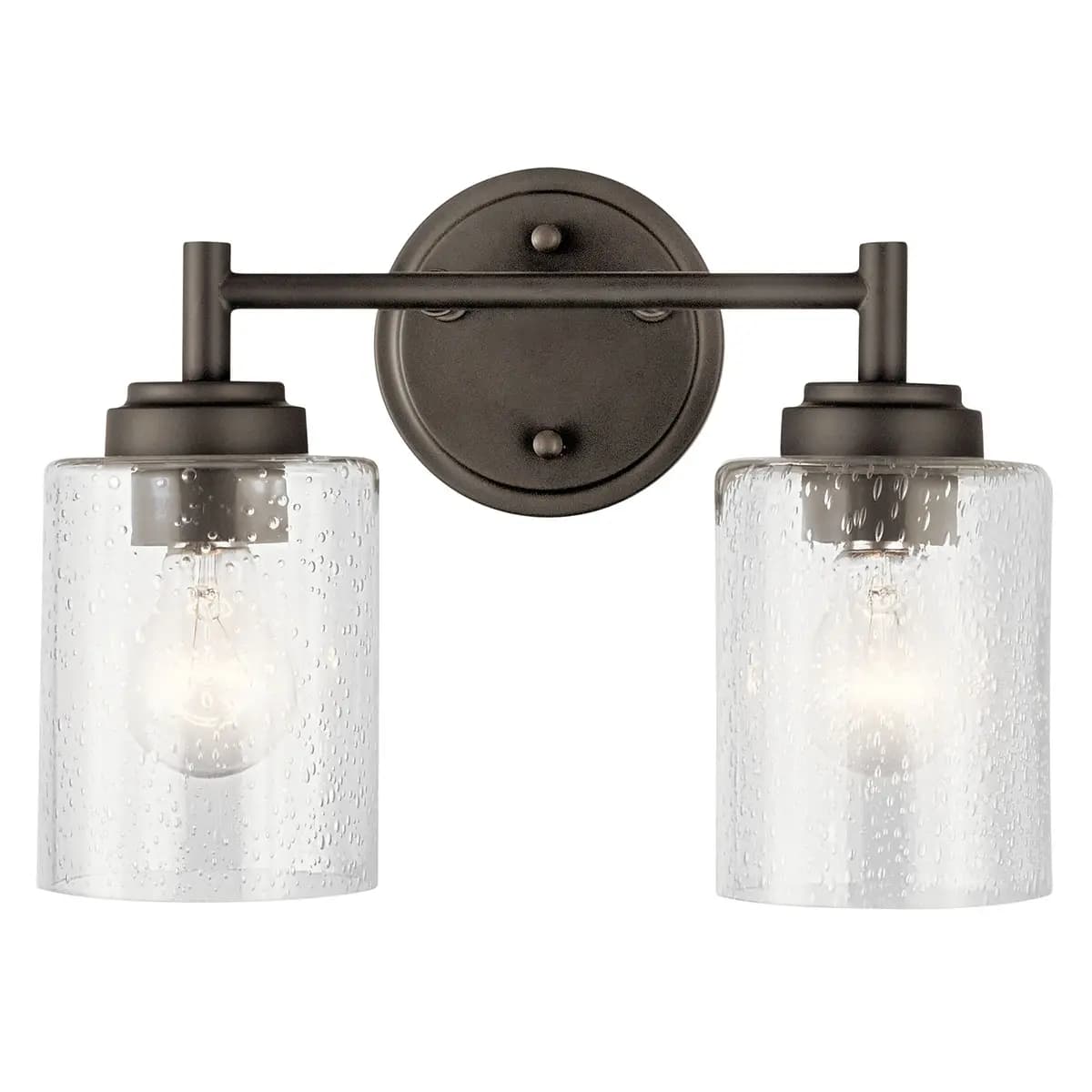 Kichler Winslow Vanity Light Black (45885BK) [Attribute 2-Light, Attribute Clear Seeded Glass, Depth 6.5]