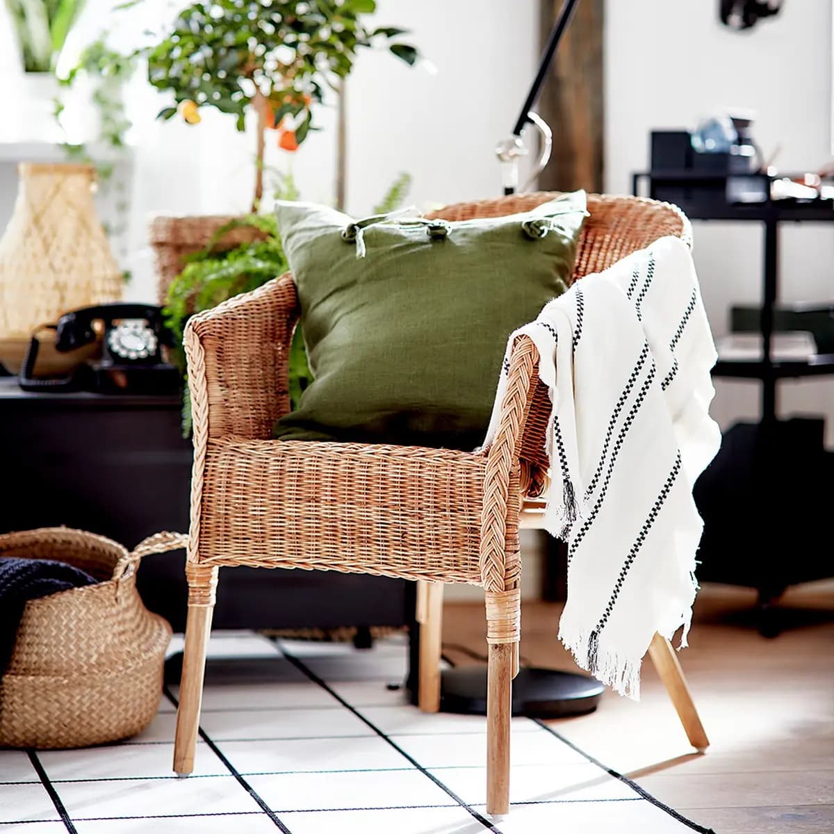 IKEA AGEN Armchair, rattan/bamboo [Width 22 7/8 ", Depth 22 ", Height 31 1/8 "]