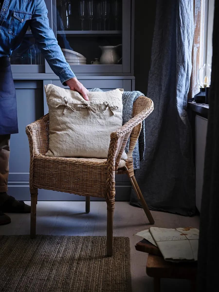 IKEA AGEN Armchair, rattan/bamboo [Width 22 7/8 ", Depth 22 ", Height 31 1/8 "]
