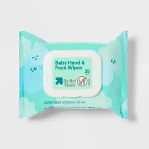 Hand and Face Wipes - 25ct - up&up™ [Scent Unscented, Dimensions (Overall) 7 Inches (L), 7 Inches (W), Trial/Mini/Travel Size Yes, Disposability Do not flush]