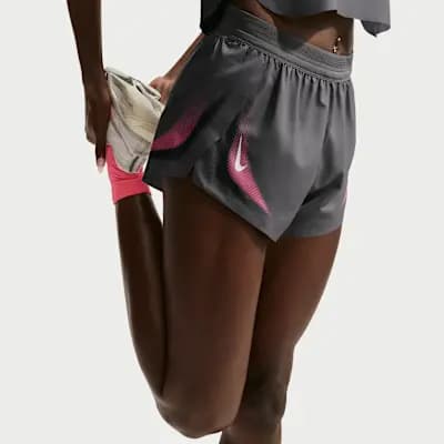 Nike AeroSwift Women's Dri-FIT ADV Brief-Lined 3" Running Shorts Iron Grey/White [Iron Grey/White, Swoosh logos and graphics, Elastic waistband with inner drawcord]