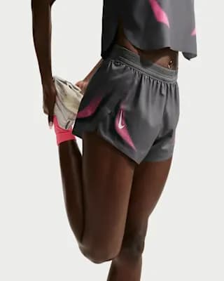 Nike AeroSwift Women's Dri-FIT ADV Brief-Lined 3" Running Shorts Iron Grey/White [Iron Grey/White, Swoosh logos and graphics, Elastic waistband with inner drawcord]