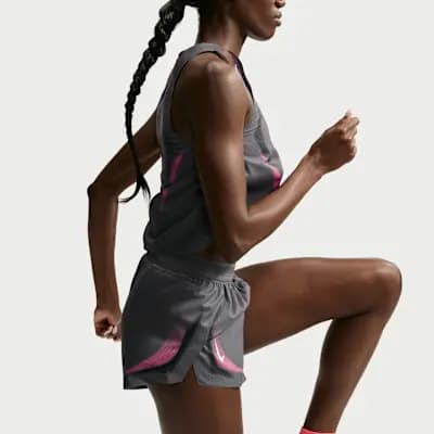 Nike AeroSwift Women's Dri-FIT ADV Brief-Lined 3" Running Shorts Iron Grey/White [Iron Grey/White, Swoosh logos and graphics, Elastic waistband with inner drawcord]