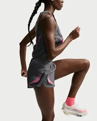 Nike AeroSwift Women's Dri-FIT ADV Brief-Lined 3" Running Shorts Iron Grey/White [Iron Grey/White, Swoosh logos and graphics, Elastic waistband with inner drawcord]
