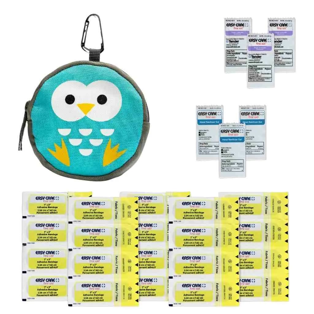 Adventure Medical Kits Backyard Adventure Owl First Aid Kit [Carabiner Clip, 3 Hand Sanitizer, 3 Triple Antibiotic]