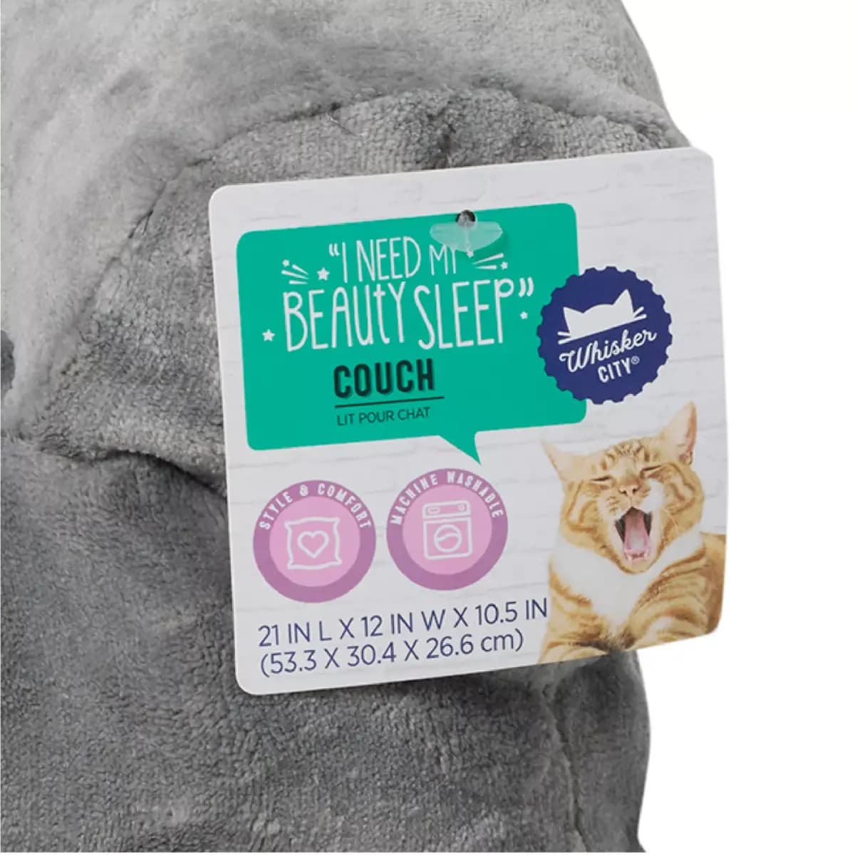 Whisker City® Grey Cat Couch Bed 21Lx12W [Brand Whisker City®, Includes 1 Couch Bed, Color Gray, Environment Indoors]