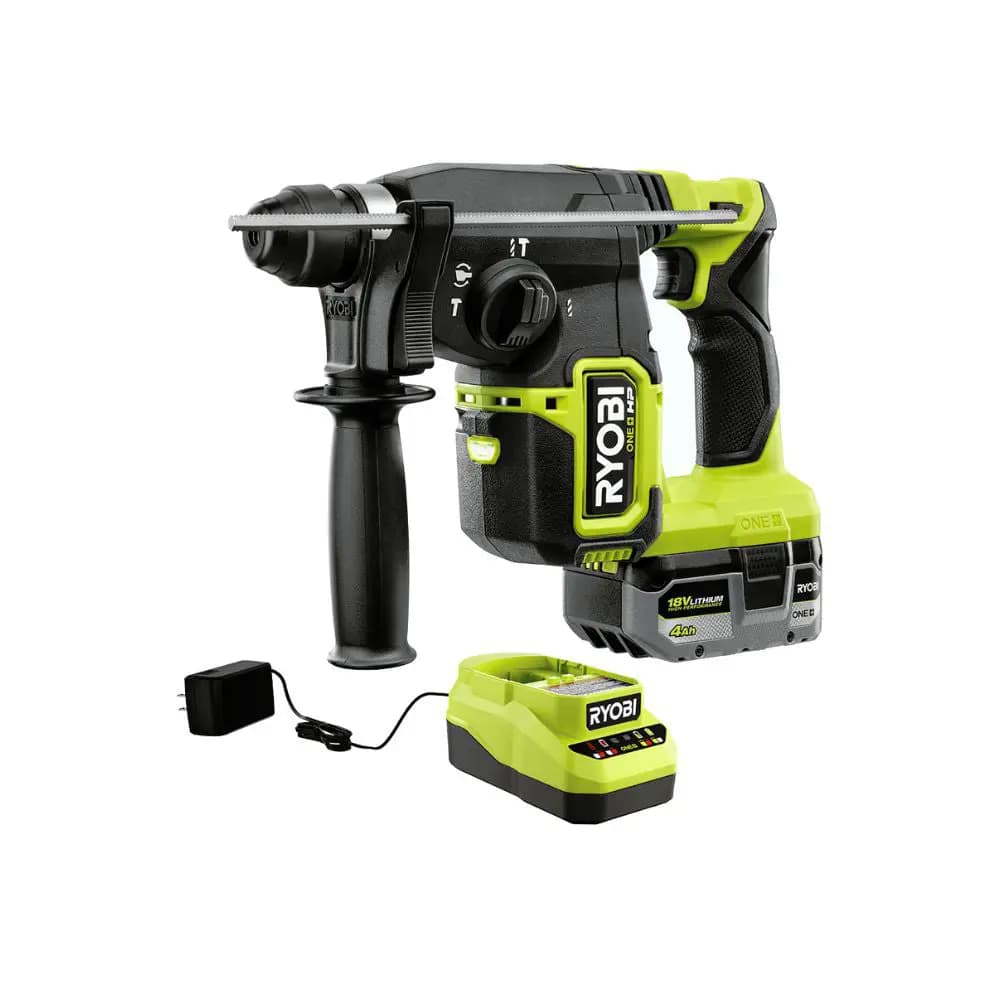 RYOBI 18V ONE+ HP 1" SDS Rotary Hammer Kit [BPM 0 - 5,000, RPM 0 - 1,380, Impact Energy Up to 2.1 Joules]