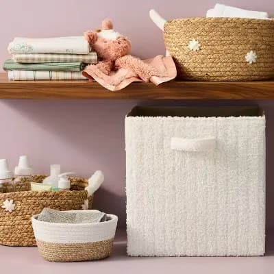 Cloud Island Boucle 13"x13" Storage Cube - Cloud Island™: Capacity 36 Volume, Decorative Storage Bins, 100% Recycled Material [36 Liter, No Assembly Required, 030-02-1664]