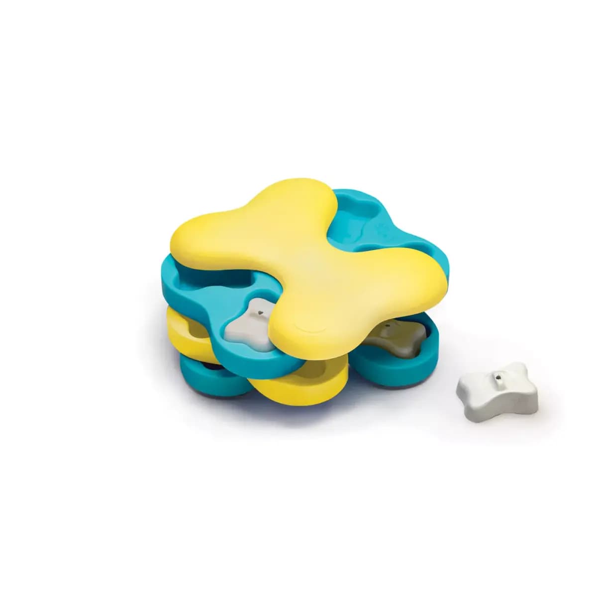Outward Hound® Dog Tornado Interactive Puzzle Treat Dispensing Enrichment Dog Toy [Includes 1 Dog Tornado Puzzle, Intended For Dogs, Activity Play, Color Blue, Yellow]