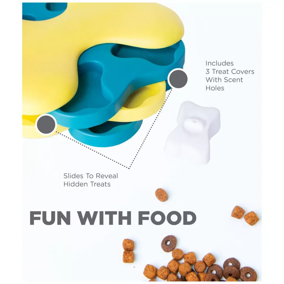 Outward Hound® Dog Tornado Interactive Puzzle Treat Dispensing Enrichment Dog Toy [Includes 1 Dog Tornado Puzzle, Intended For Dogs, Activity Play, Color Blue, Yellow]