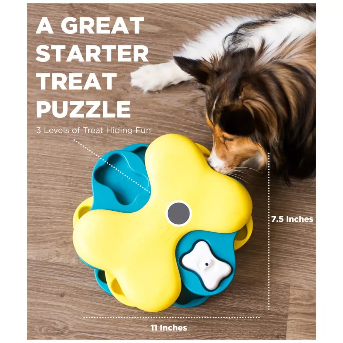 Outward Hound® Dog Tornado Interactive Puzzle Treat Dispensing Enrichment Dog Toy [Includes 1 Dog Tornado Puzzle, Intended For Dogs, Activity Play, Color Blue, Yellow]