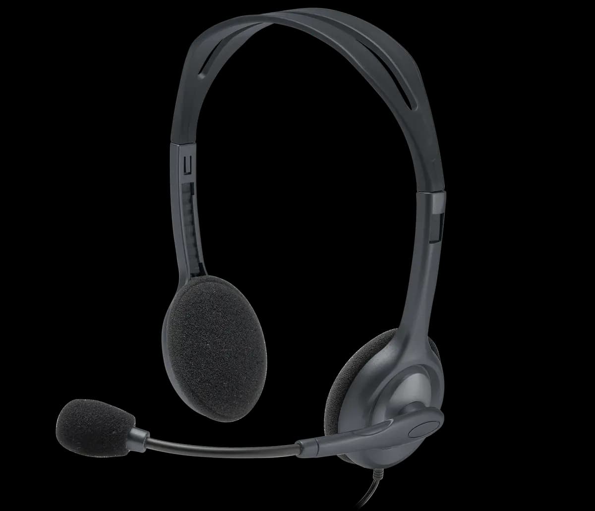 Logitech H111 Stereo Headset - Black [6.38 in (162 mm), 5.67 in (144 mm), 1.81 in (46 mm)]