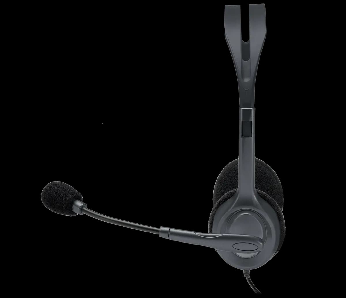 Logitech H111 Stereo Headset - Black [6.38 in (162 mm), 5.67 in (144 mm), 1.81 in (46 mm)]