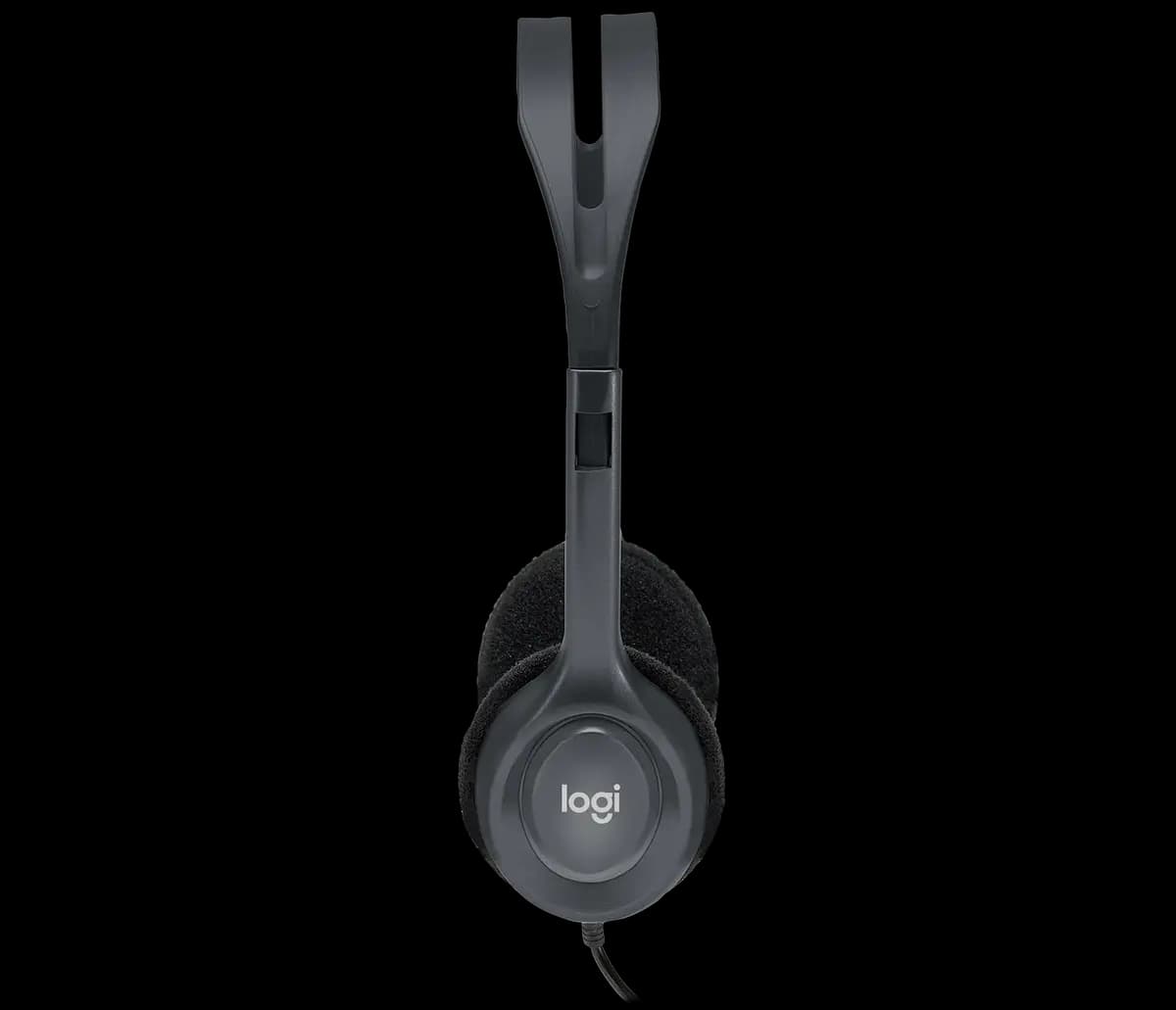Logitech H111 Stereo Headset - Black [6.38 in (162 mm), 5.67 in (144 mm), 1.81 in (46 mm)]