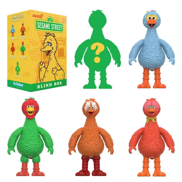 Super7 Sesame Street Big Birds ReAction Figure Mystery Box, 3.75" [Box: 3" W x 4.5" H x 2" D, Plastic., 1, BBSEST11917]