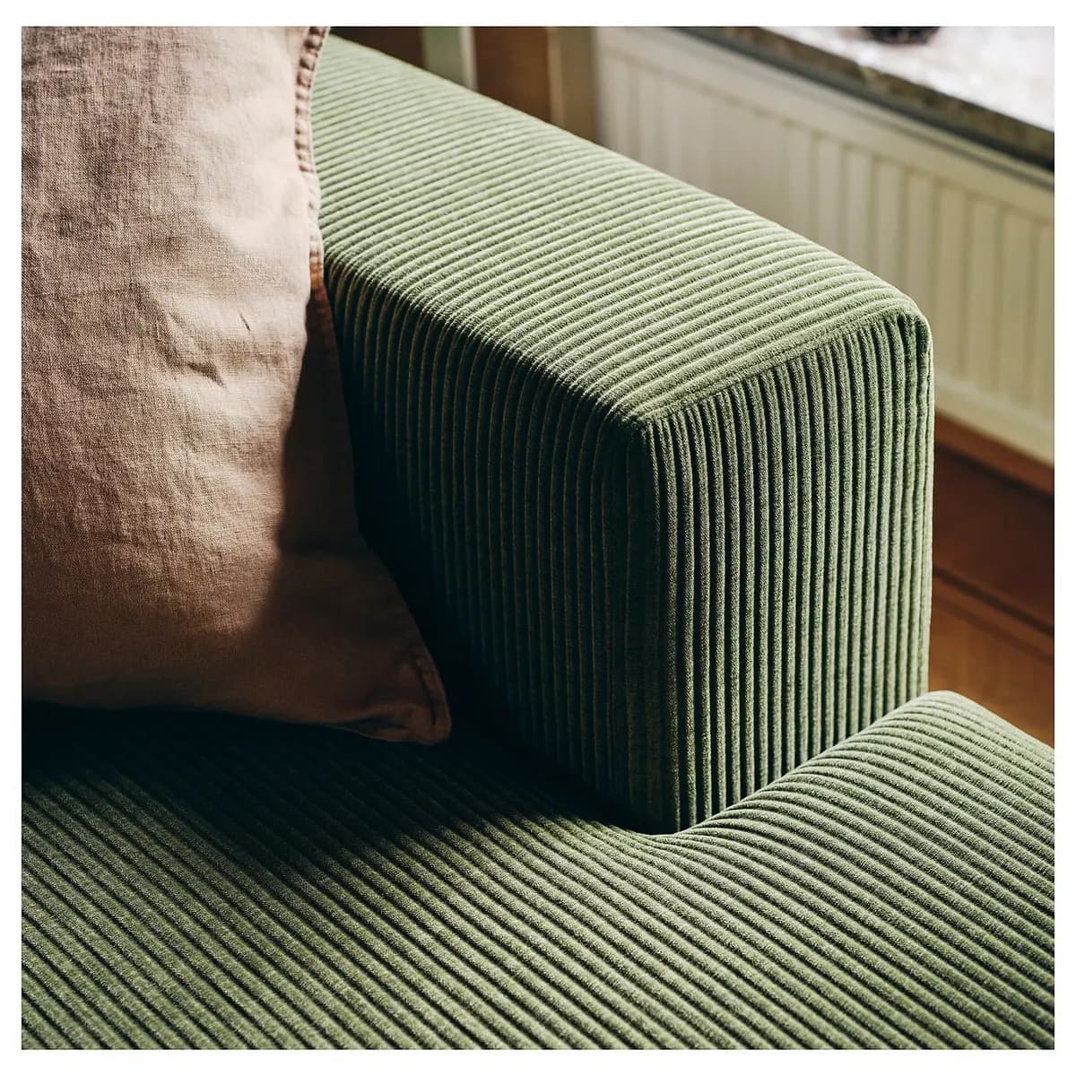 IKEA JÄTTEBO 4-seat mod sofa w chaise, right/Samsala dark yellow-green [Width 122 ", Depth 63 ", Height 28 "]