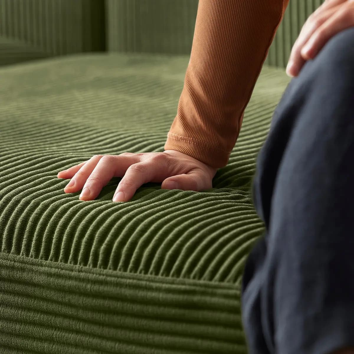 IKEA JÄTTEBO 4-seat mod sofa w chaise, right/Samsala dark yellow-green [Width 122 ", Depth 63 ", Height 28 "]