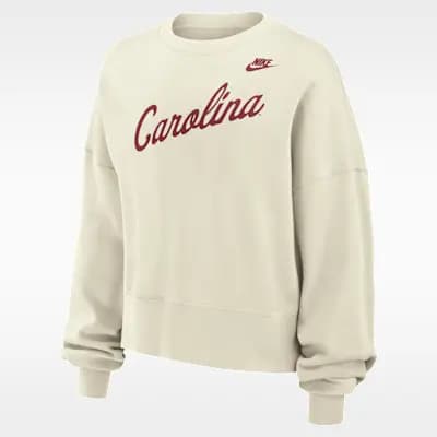 South Carolina Gamecocks Phoenix Fleece Women's Nike Football Crew-Neck Sweatshirt Sail [Sail, 52% cotton/32% rayon/18% polyester, Machine wash]