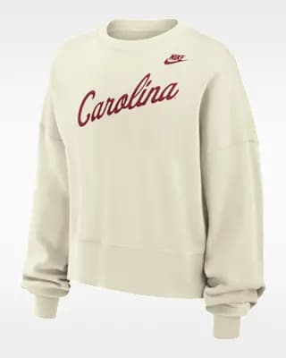 South Carolina Gamecocks Phoenix Fleece Women's Nike Football Crew-Neck Sweatshirt Sail [Sail, 52% cotton/32% rayon/18% polyester, Machine wash]