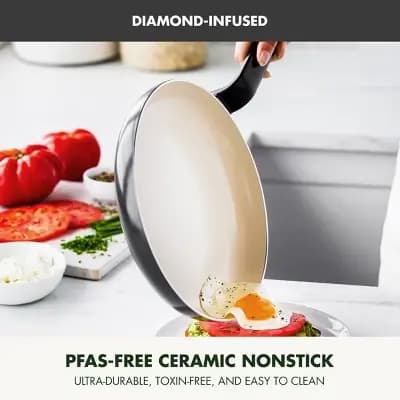 GreenPan Rio Advanced 10" Ceramic Nonstick Fry Pan Black [Aluminum, 2.45 Quart, 10 Inches]