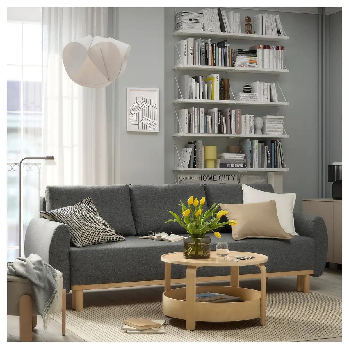 IKEA GRUNNARP Sleeper sofa, Gunnared medium gray [Clip Polypropylene]
