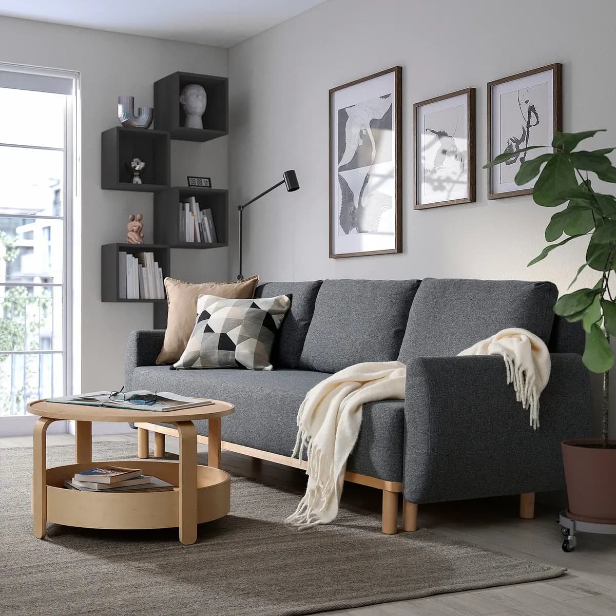 IKEA GRUNNARP Sleeper sofa, Gunnared medium gray [Clip Polypropylene]