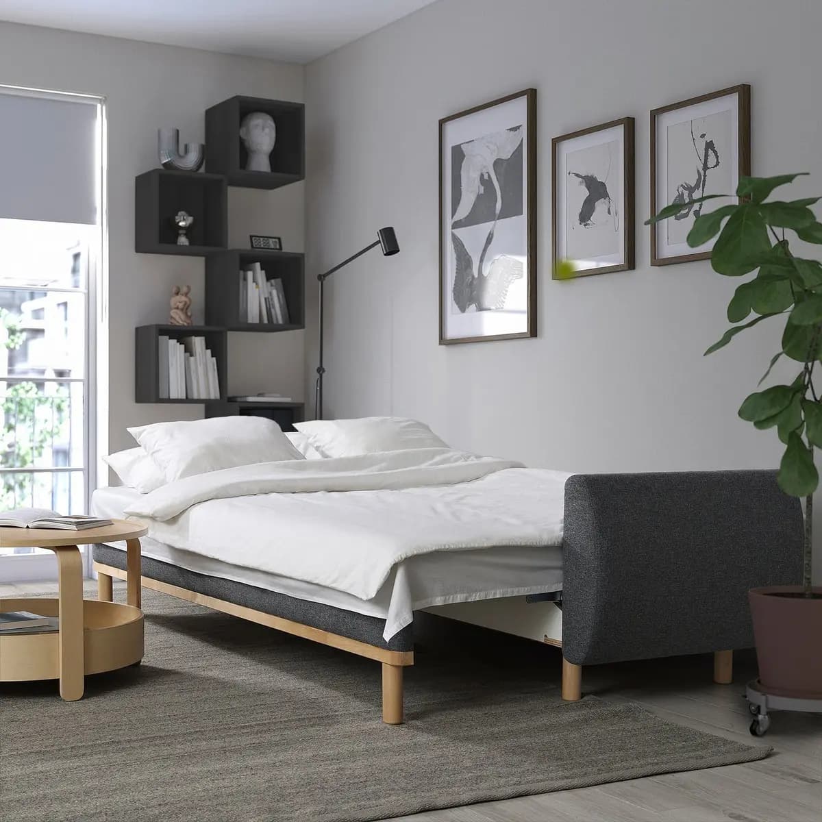 IKEA GRUNNARP Sleeper sofa, Gunnared medium gray [Clip Polypropylene]