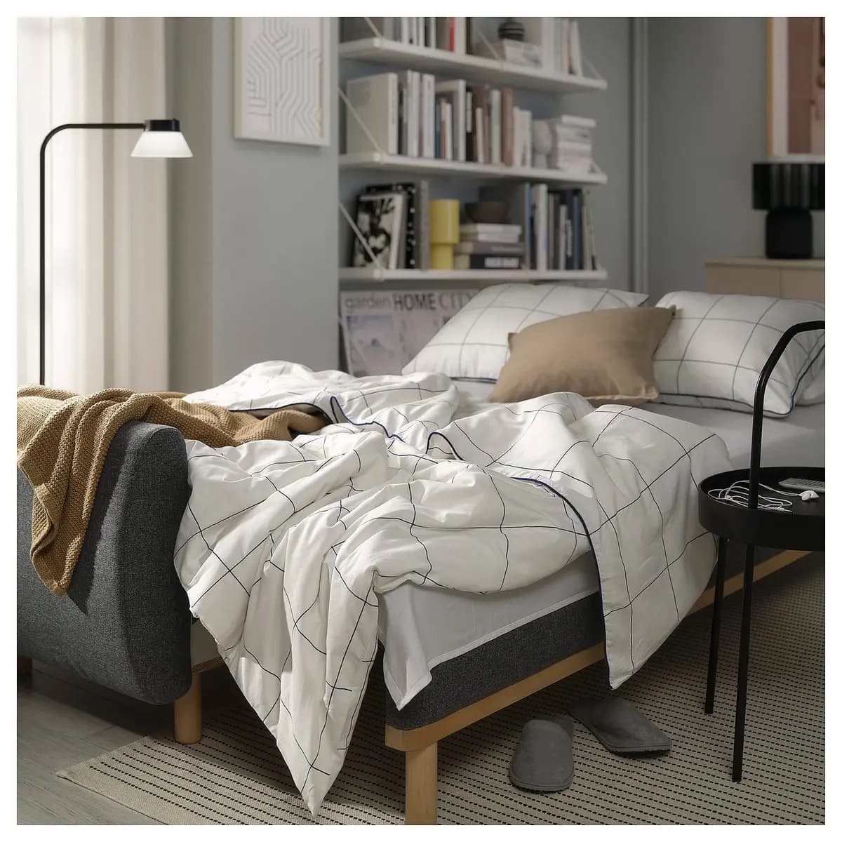 IKEA GRUNNARP Sleeper sofa, Gunnared medium gray [Clip Polypropylene]